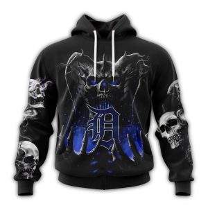 Custom Detroit Tigers Skull Halloween All-Over Print Hoodie For Fans