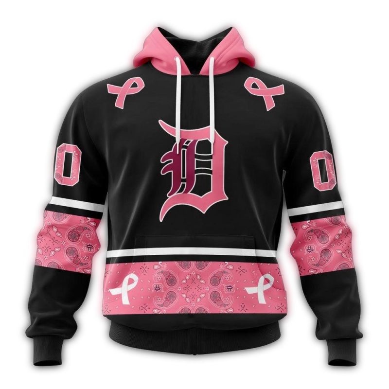 Personalized Detroit Tigers We Wear Pink Breast Cancer All Over Print Hoodie 1