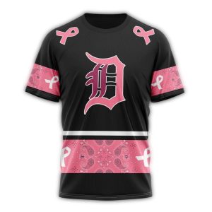 Custom Detroit Tigers We Wear Pink Breast Cancer Awareness T-Shirt