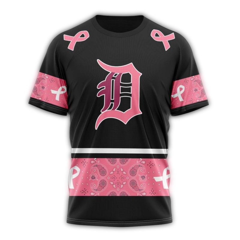 Personalized Detroit Tigers We Wear Pink Breast Cancer All Over Print T Shirt 1