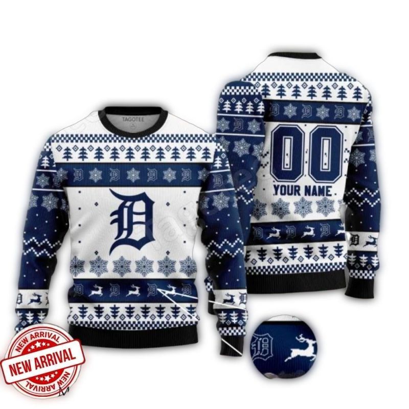 Personalized Detroit Tigers Winter Wonderland All Over Print Sweatshirt 1