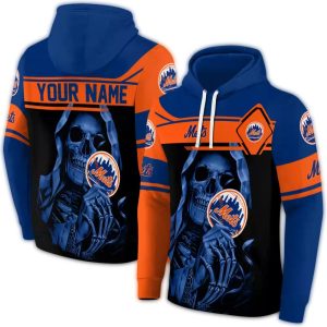 Custom Grim Reaper Logo All-Over Print New York Mets Hoodie