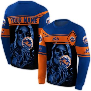 Custom Grim Reaper Logo New York Mets All-Over Print Sweatshirt