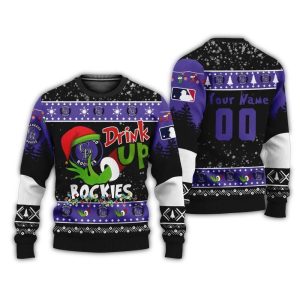 Personalized Grinch Drink Up Colorado Rockies Christmas Sweatshirt
