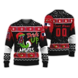 Personalized Grinch Drink Up Los Angeles Angels Sweatshirt