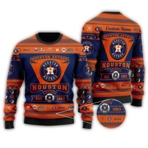 Personalized Houston Astros 1962 Retro Ugly Christmas Sweater