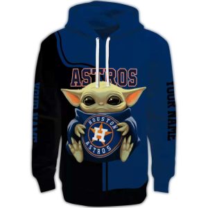Personalized Baby Yoda All Over Print Houston Astros Hoodie For Kids