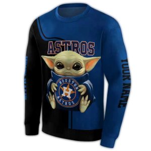 Custom Baby Yoda Houston Astros All-Over Print Sweatshirt For Kids