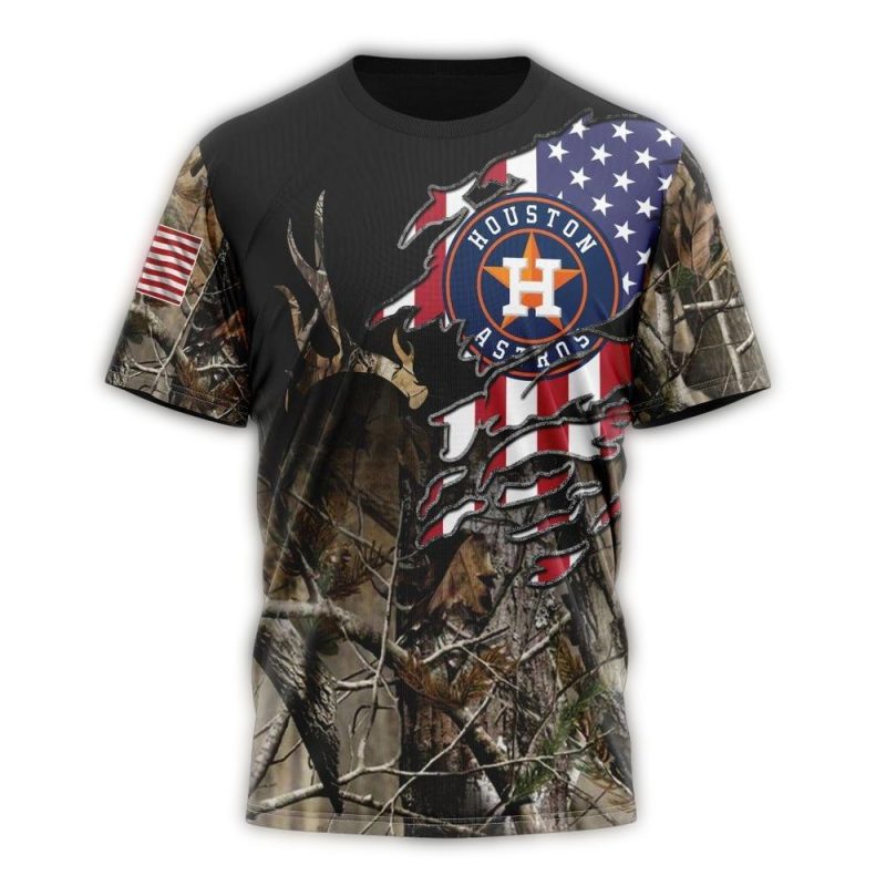 Personalized Houston Astros Camo Realtree Hunting All over Print T Shirt 1
