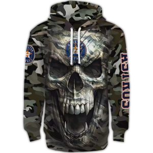 Custom Houston Astros Camo Skull All-Over Print Hoodie For Fans
