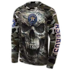 Custom Houston Astros Camo Skull All-Over Print Sweatshirt For Fans