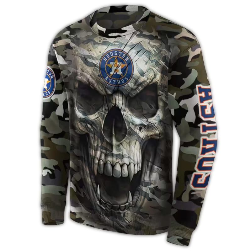 Personalized Houston Astros Camo Skull All over Print Sweatshirt 1