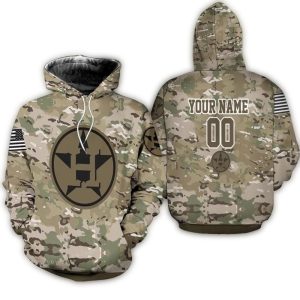 Custom Houston Astros Camouflage Veteran All-Over Print Hoodie