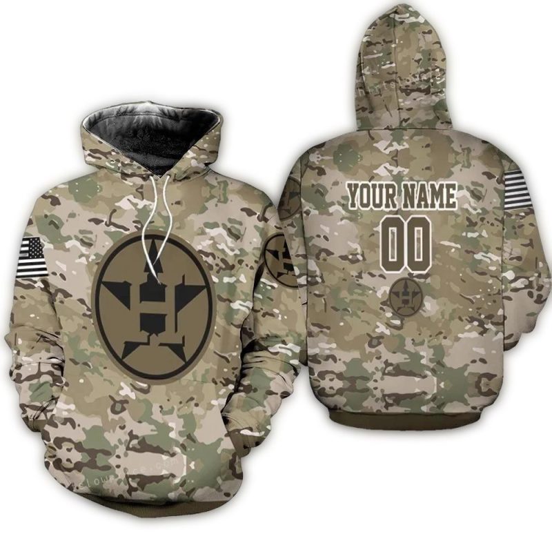 Personalized Houston Astros Camouflage Veteran All over Print Hoodie 1