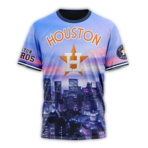 Custom Houston Astros Cityscape All-Over Print T-Shirt For Fans