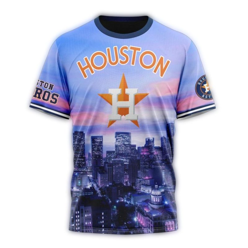 Personalized Houston Astros Cityscape All over Print T Shirt 1