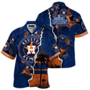 Custom Houston Astros Tropical Coconut Leaves Hawaiian Shirt