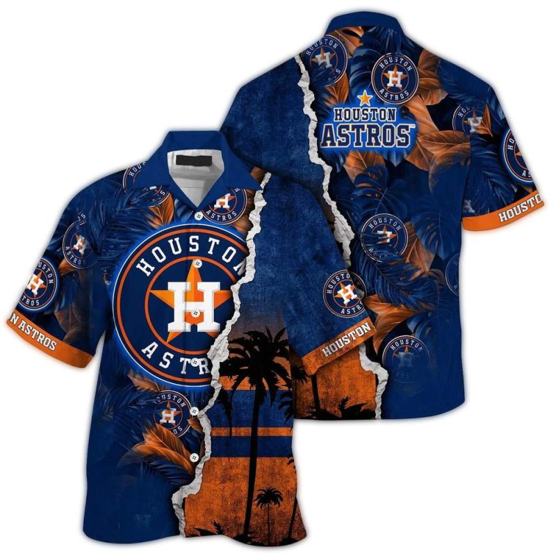 Personalized Houston Astros Coconut Leafs Tropical Hawaiian Shirt 1