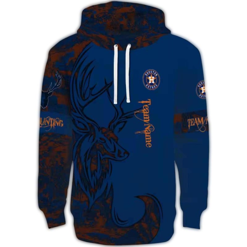 Personalized Houston Astros Deer Silhouette All over Print Hoodie 1