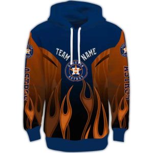 Custom Houston Astros Flame All-Over Print Hoodie For Fans