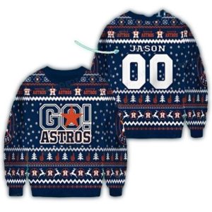Personalized Houston Astros Snowflake Ugly Christmas Sweater