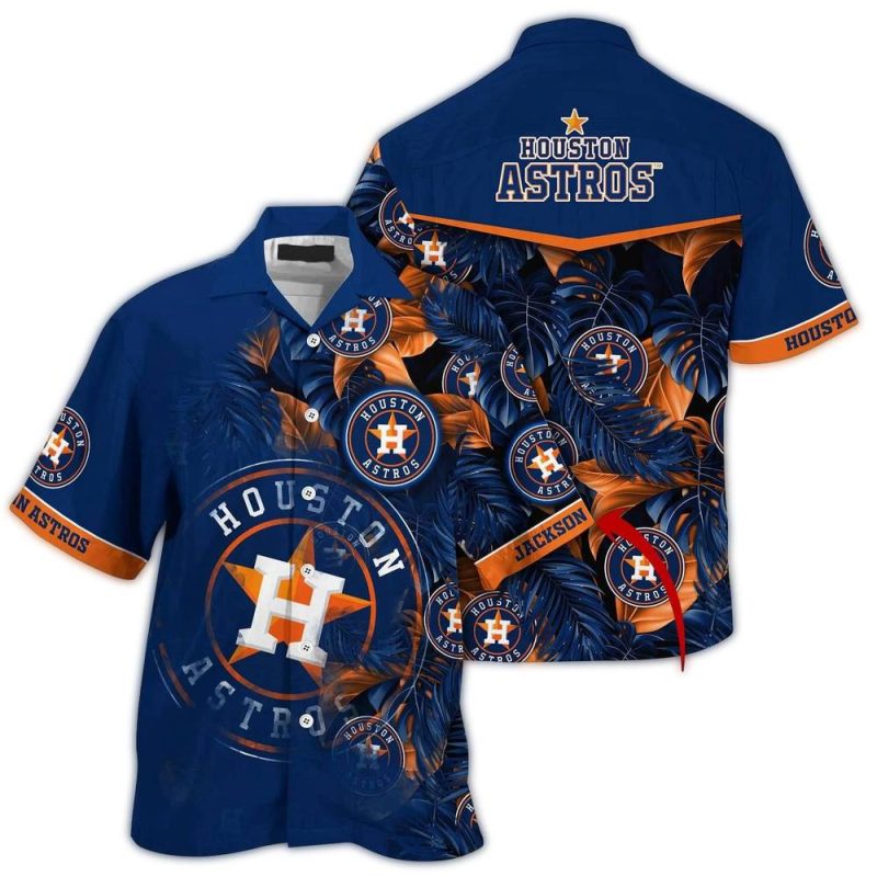 Personalized Houston Astros Leafs Pattern Hawaiian Shirt 1