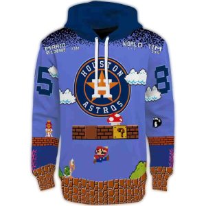 Custom Houston Astros Mario All-Over Print Hoodie For Fans