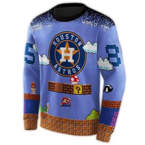 Custom Houston Astros Mario All-Over Print Sweatshirt For Fans