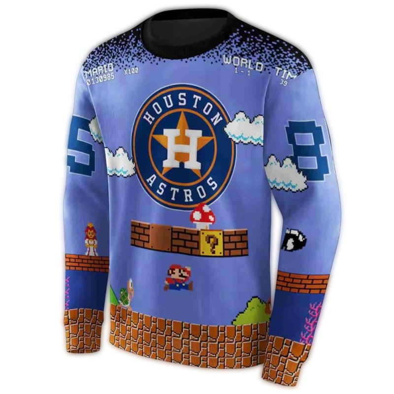 Personalized Houston Astros Mario All over Print Sweatshirt 1