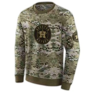 Custom Houston Astros Military Style All-Over Print Sweatshirt
