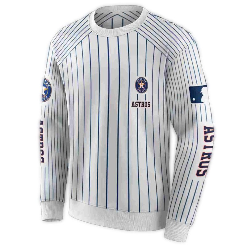 Personalized Houston Astros Pinstripe Pattern All over Print Sweatshirt 1