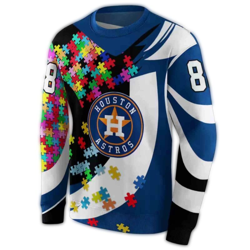 Personalized Houston Astros Puzzle Pieces All over Print Sweatshirt 1