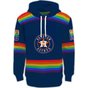 Custom Houston Astros Rainbow Stripes All-Over Print Hoodie For Fans