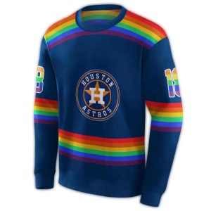Custom Houston Astros Rainbow Stripes All-Over Print Sweatshirt