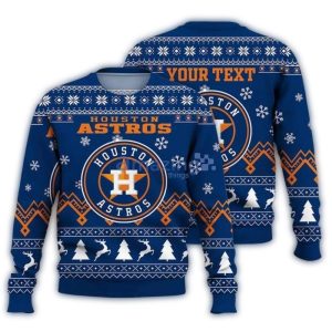 Personalized Houston Astros Christmas Sweater With Reindeer & Snowflakes