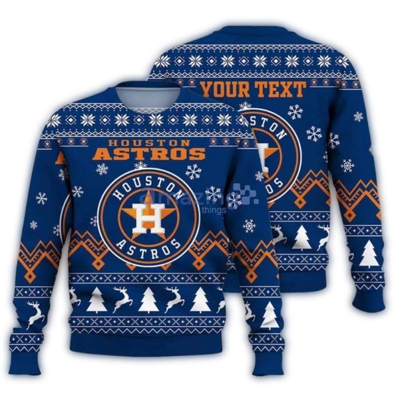 Personalized Houston Astros Reindeer And Snowflake Christmas Sweater Ugly Sweater 1