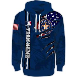 Custom Houston Astros Ripped Flag All-Over Print Hoodie For Fans