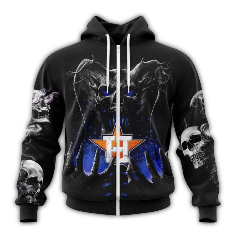 Personalized Houston Astros Skull Death All over Print Hoodie 2
