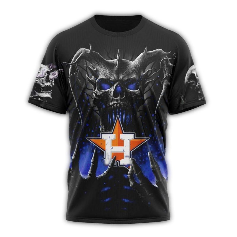 Personalized Houston Astros Skull Death All over Print T Shirt 1