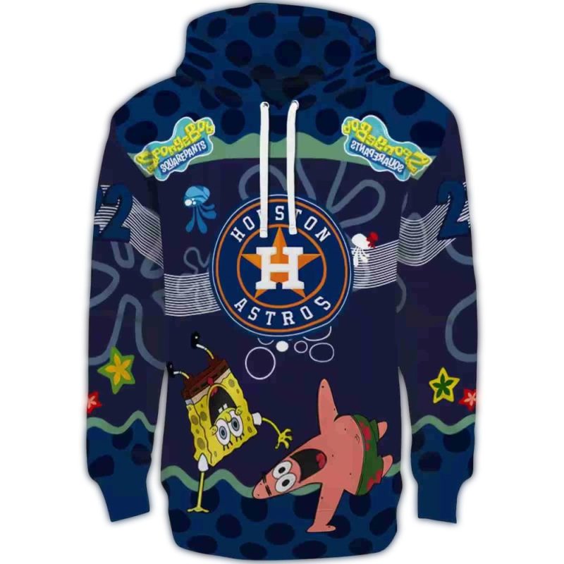 Personalized Houston Astros Spongebob Patrick Star All over Print Hoodie 1