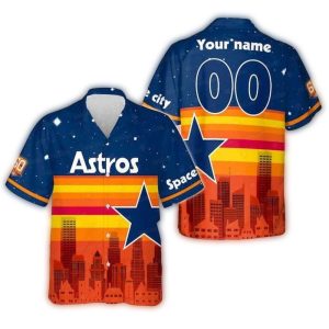 Personalized Houston Astros Sunset Skyline Hawaiian Shirt For Fans