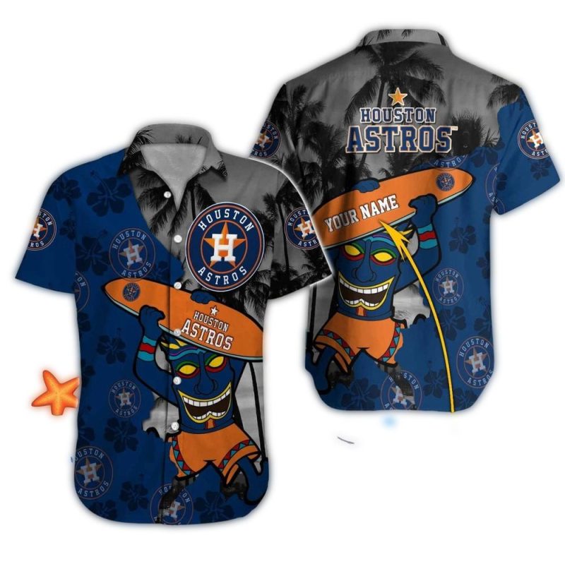 Personalized Houston Astros Tiki Surf Summer Vacation Tropical Hawaiian Shirt 1