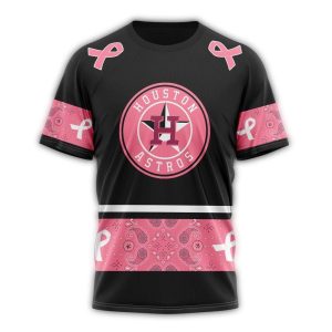 Custom Houston Astros We Wear Pink Breast Cancer Awareness T-Shirt