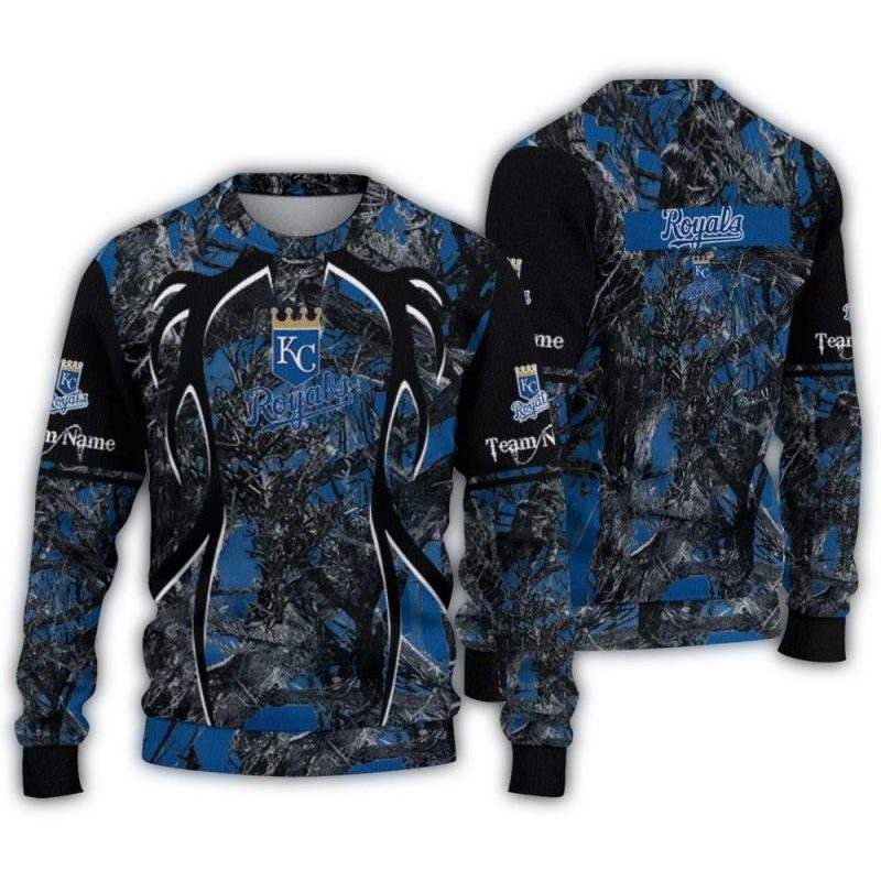 Personalized Kansas City Royals Antlers Pattern Ugly Sweater 1