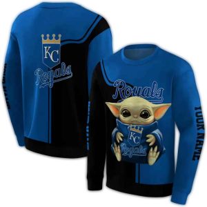 Personalized Kansas City Royals Baby Yoda All Over Print Sweatshirt