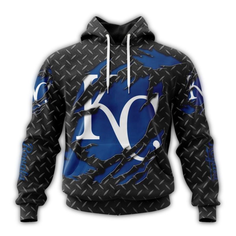 Personalized Kansas City Royals Black Metal All Over Print Hoodie 1
