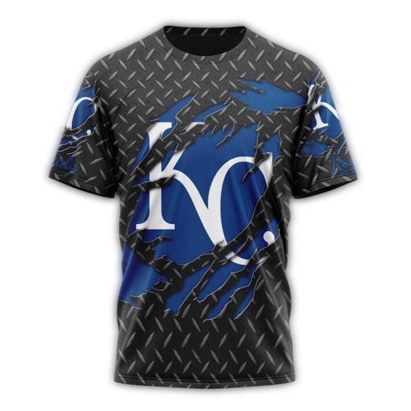 Personalized Kansas City Royals Black Metal All Over Print T Shirt 1