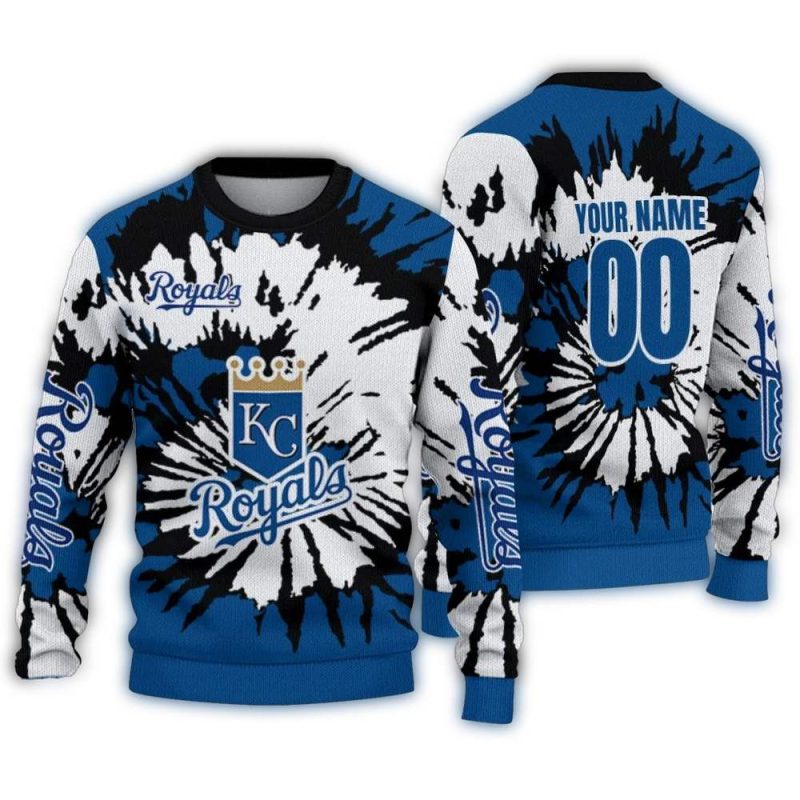 Personalized Kansas City Royals Burst Swirl Ugly Sweater 1