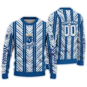 Personalized Kansas City Royals Chevron Pattern Ugly Sweater