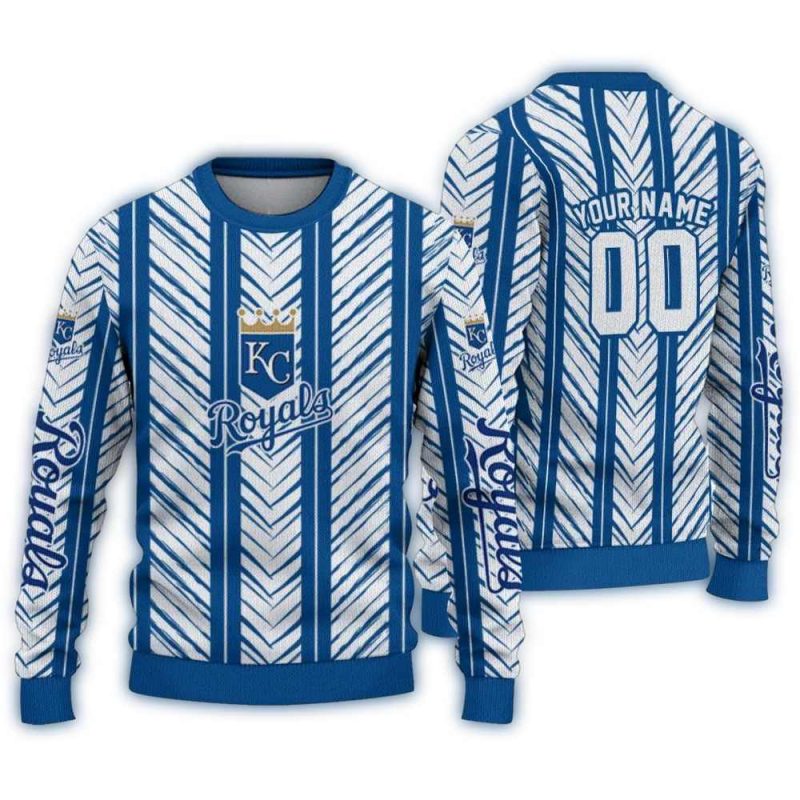 Personalized Kansas City Royals Chevron Rows Ugly Sweater 1